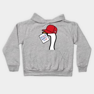 Portrait of Goose in Red Hat with Stolen Biden Harris Sign Kids Hoodie